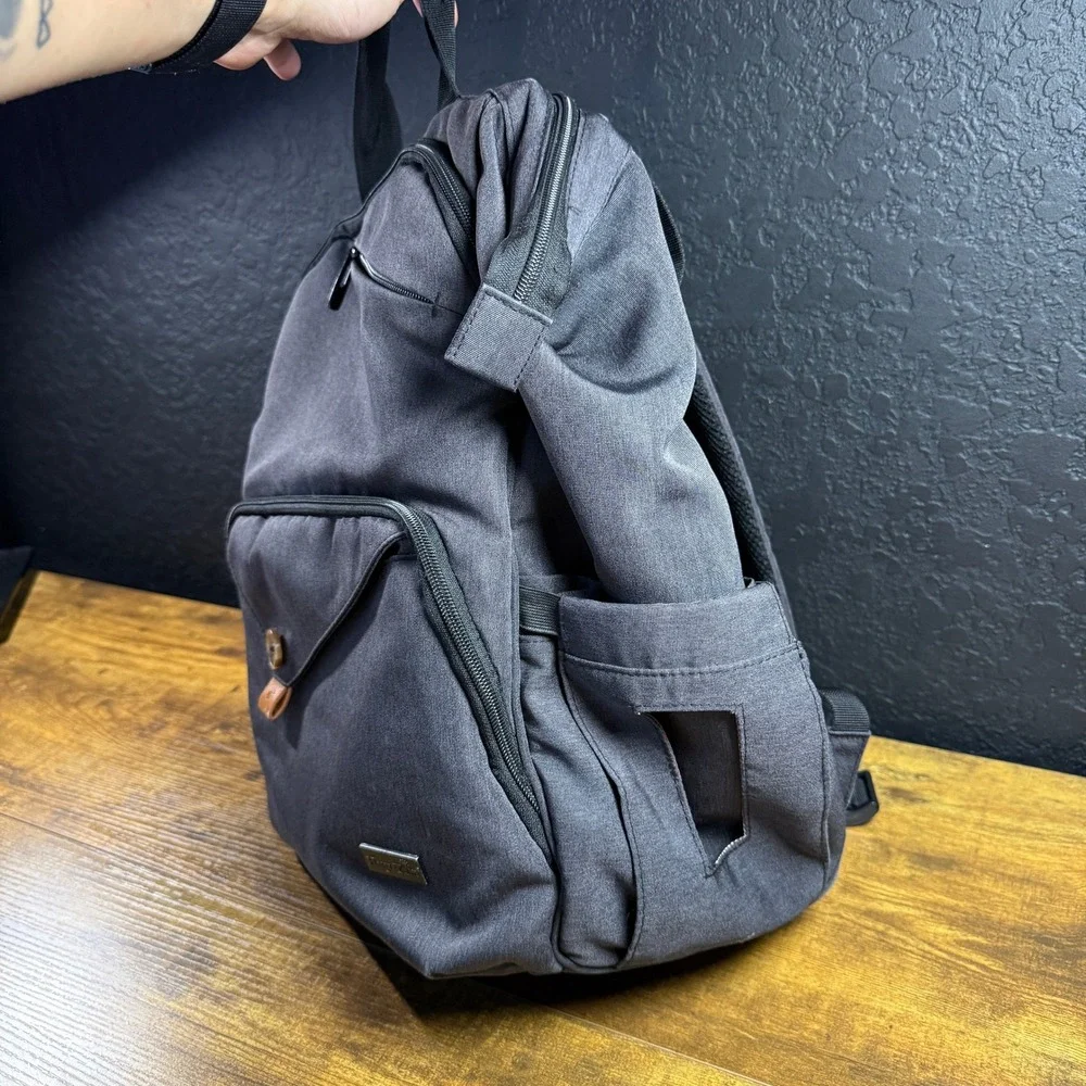 Hap Tim Multi-Function Gray Polyester Diaper Bag Backpack Large Unisex